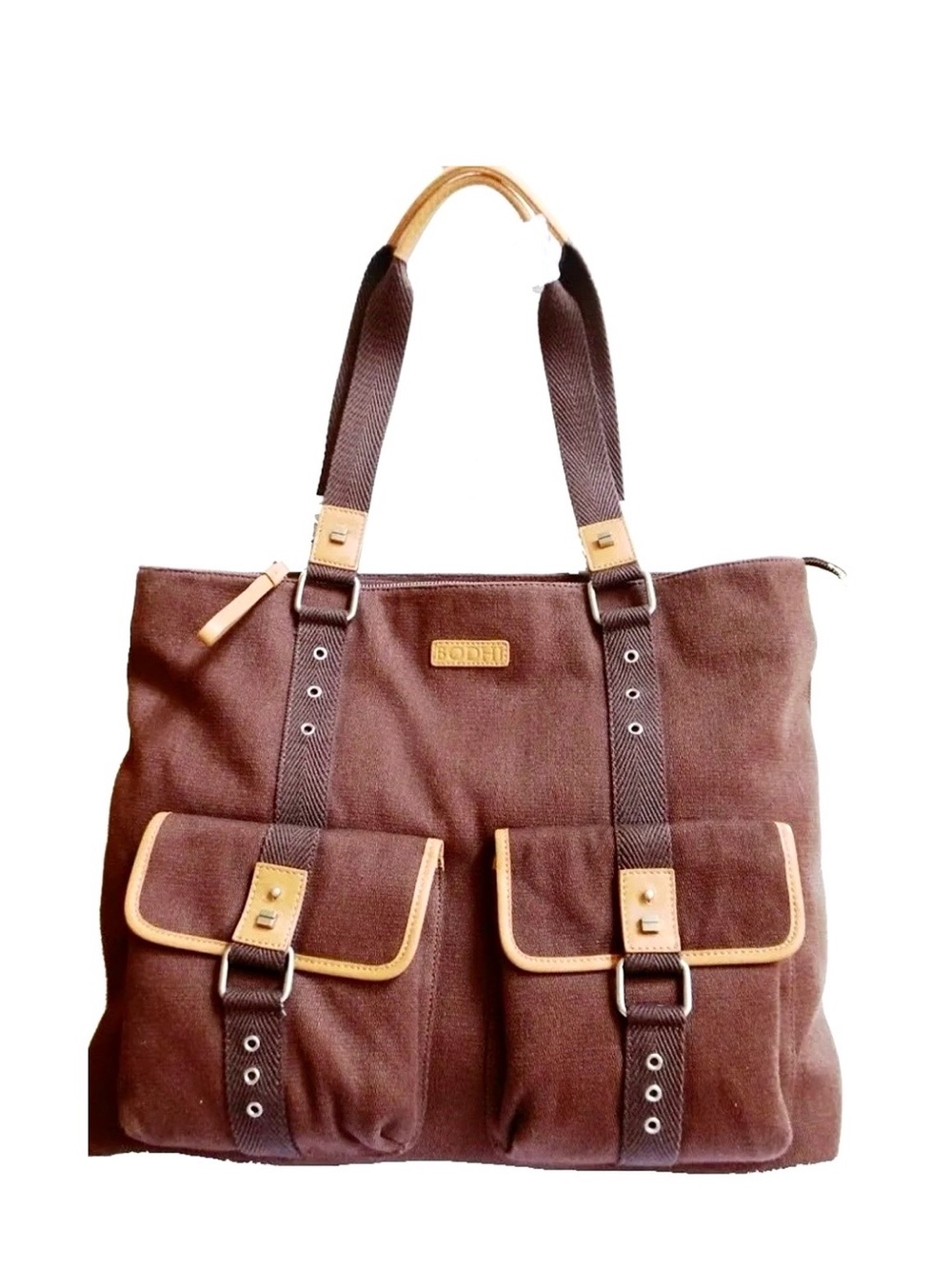 Bodhi Army North South Canvas Tote Bag in Chocolate Brown